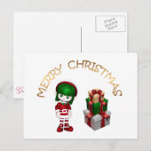 Cute Kerstmis Elf Feestdagenkaart (Voorkant / Achterkant)