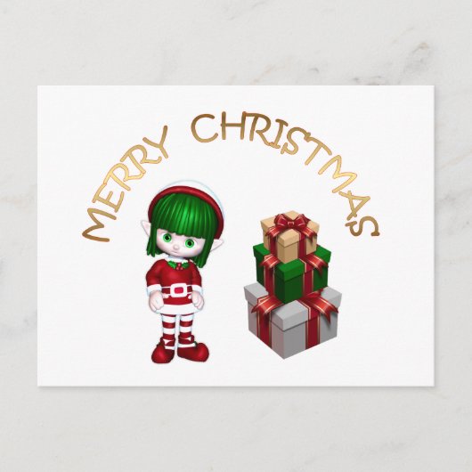 Cute Kerstmis Elf Feestdagenkaart (Voorkant)