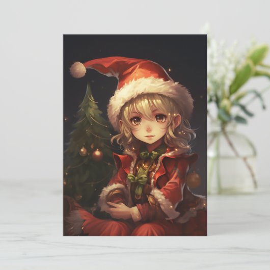 Cute Kerstmis Elf Feestdagenkaart (Staand voorkant)