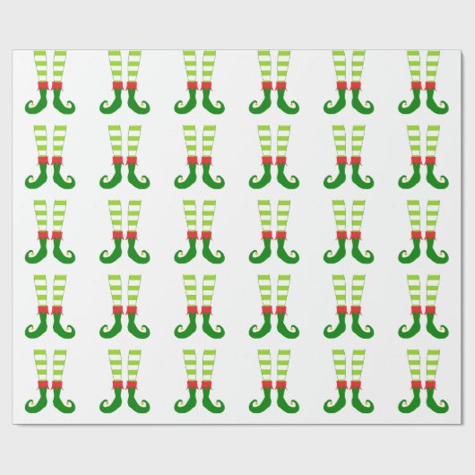 Cute Kerstmis Elf Feet Cadeaupapier (Vlak)
