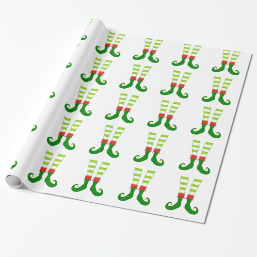 Cute Kerstmis Elf Feet Cadeaupapier (Uitgerold)