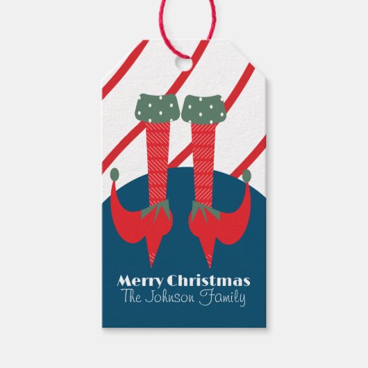 Cute Kerstmis Elf Feet Family Hift Labels Cadeaulabel (Voorkant)