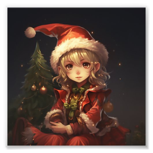 Cute Kerstmis Elf Foto Afdruk (Voorkant)