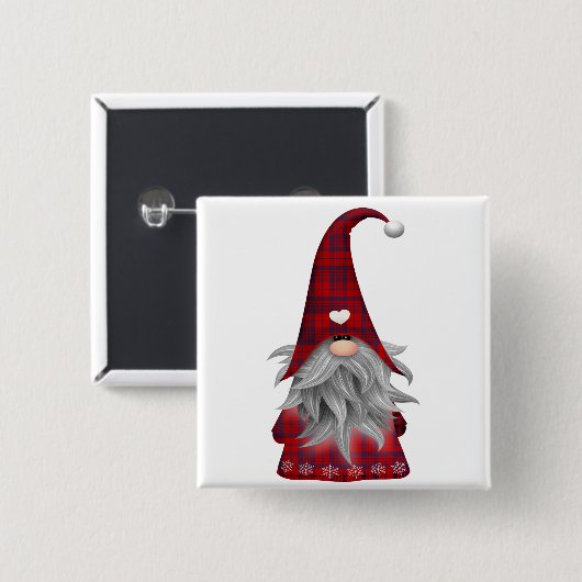 Cute Kerstmis Elf Gnome Vierkante Button 5,1 Cm (Voorkant /achterkant)