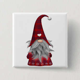 Cute Kerstmis Elf Gnome Vierkante Button 5,1 Cm