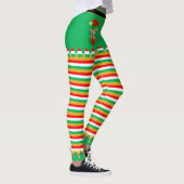 Cute Kerstmis Elf & Jingle Bells op Striped Leggings (Rechts)