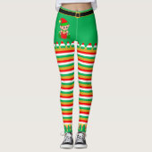 Cute Kerstmis Elf & Jingle Bells op Striped Leggings (Voorkant)