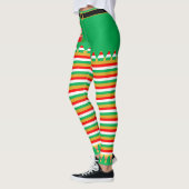 Cute Kerstmis Elf & Jingle Bells op Striped Leggings (Links)