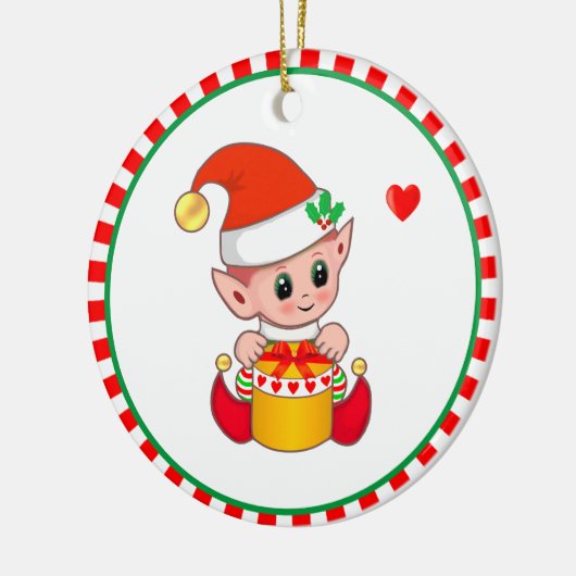 Cute Kerstmis Elf Keramisch Ornament (Links)