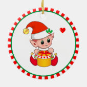 Cute Kerstmis Elf Keramisch Ornament (Achterkant)