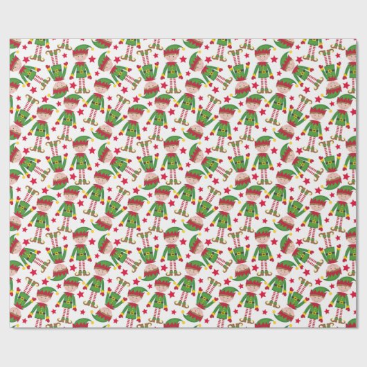 Cute Kerstmis Elf Kinder Cadeaupapier (Vlak)