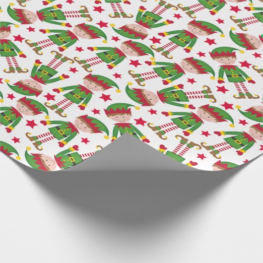 Cute Kerstmis Elf Kinder Cadeaupapier (Hoek)