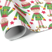 Cute Kerstmis Elf Kinder Cadeaupapier (Rol Hoek)