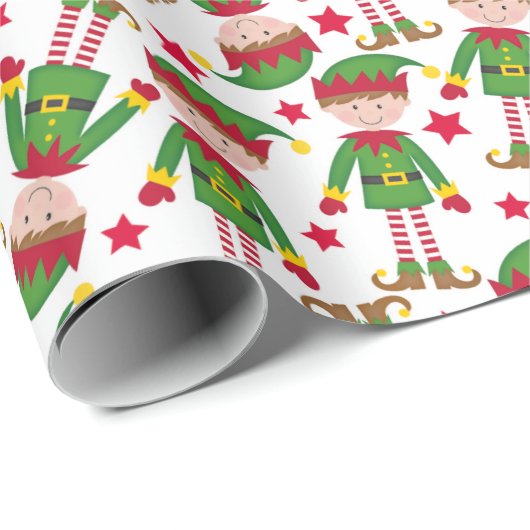 Cute Kerstmis Elf Kinder Cadeaupapier (Rol Hoek)