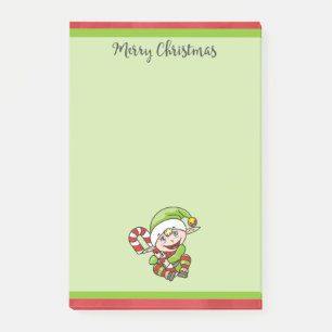 Cute Kerstmis Elf met Candy Cane Merry Kerstmis Post-it® Notes