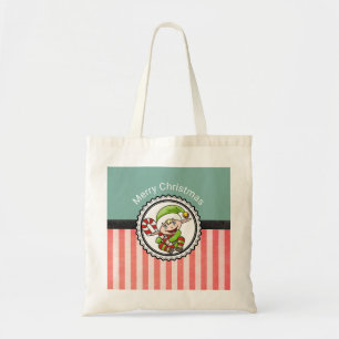Cute Kerstmis Elf met Candy Cane Merry Kerstmis Tote Bag