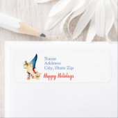 Cute Kerstmis Elf met Lamp, Prettige feestdagen Etiket (Insitu)