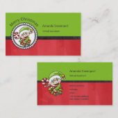 Cute Kerstmis Elf met snoepriet Visitekaartje (Voorkant / Achterkant)