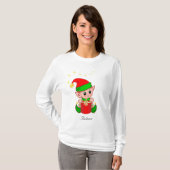 Cute Kerstmis Elf met sterren T-shirt (Voorkant volledig)