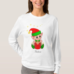 Cute Kerstmis Elf met sterren T-shirt