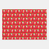 Cute Kerstmis Elf op Golden Beige, Green en Red Inpakpapier Vel (Voorkant 2)