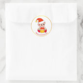 Cute Kerstmis Elf op Golden & White Ronde Sticker (Tas)