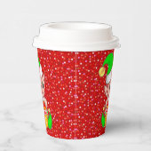 Cute Kerstmis Elf op Red Glitter Papieren Bekers (Rechts)