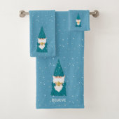 Cute Kerstmis Elf op Sapphire Blue Bad Handdoek (Insitu)