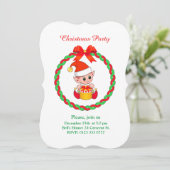 Cute Kerstmis Elf op White Green en Red Kaart (Staand voorkant)