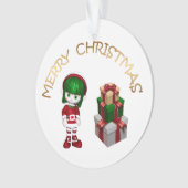 Cute Kerstmis Elf Ornament (voorkant)