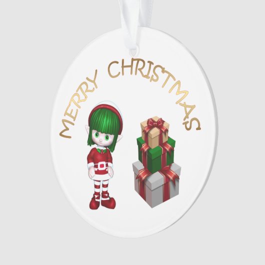 Cute Kerstmis Elf Ornament (voorkant)