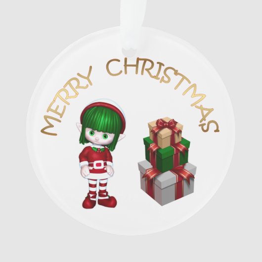 Cute Kerstmis Elf Ornament (voorkant)