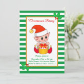 Cute Kerstmis Elf over de uitnodiging van de Green (Staand voorkant)