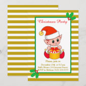 Cute Kerstmis Elf over de uitnodiging voor de Gold (Voorkant / Achterkant)