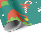 Cute Kerstmis Elf Pattern Cadeaupapier (Rol Hoek)