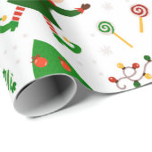Cute Kerstmis Elf Pattern Cadeaupapier (Rol Hoek)