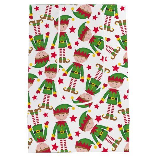 Cute Kerstmis Elf Red Green Medium Cadeauzakje (Achterkant)