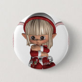 Cute Kerstmis Elf Ronde Button 5,7 Cm (Voorkant)