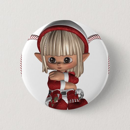 Cute Kerstmis Elf Ronde Button 5,7 Cm (Voorkant)