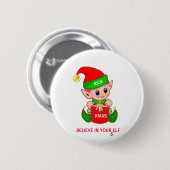 Cute Kerstmis Elf Ronde Button 5,7 Cm (Voorkant /achterkant)