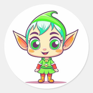 Cute Kerstmis Elf Ronde Sticker