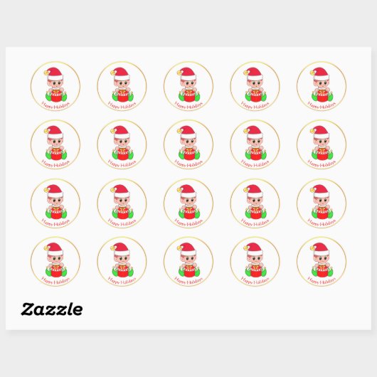 Cute Kerstmis Elf Ronde Sticker (Vel)