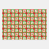 Cute Kerstmis Elf, sterren op rode en rode cellen Inpakpapier Vel (Voorkant 3)