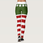 Cute Kerstmis Elf Stripes Fun Tassel Costume Leggings (Achterkant)