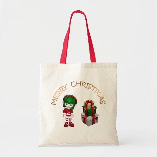 Cute Kerstmis Elf Tote Bag (Voorkant)