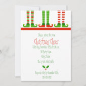 Cute Kerstmis Elf Uitnodiging (Voorkant)