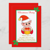 Cute Kerstmis Elf Uitnodiging (Voorkant / Achterkant)