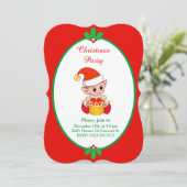 Cute Kerstmis Elf Uitnodiging (Staand voorkant)