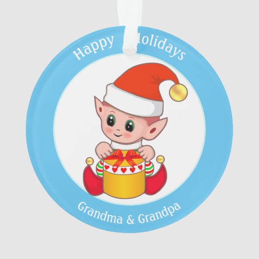 Cute Kerstmis Elf voor oma en opa Ornament (achterkant)