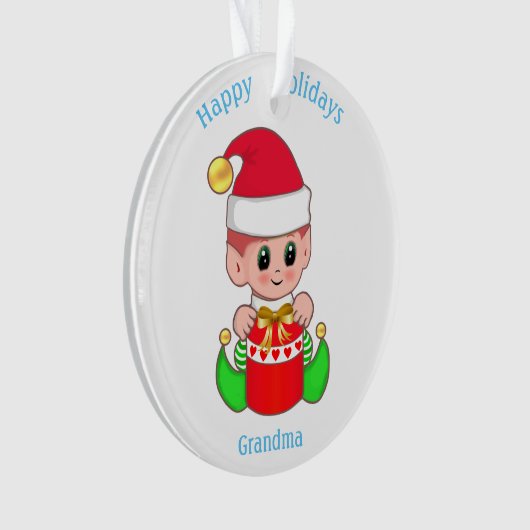 Cute Kerstmis Elf voor oma Ornament (voorkant)